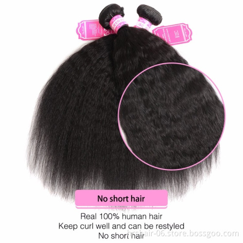 Wholesale quality  frontal  yaki  hair weave bundles 24 inch  human hair  kinky straight bundles